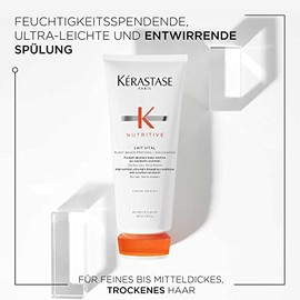 Kérastase Nutritive Conditioner for Dry, Fine to Medium Hair, Detangling and Moisturising, Paraben-Free, Lait Vital High Nutrition Ultra-Light Conditioner, 200 ml