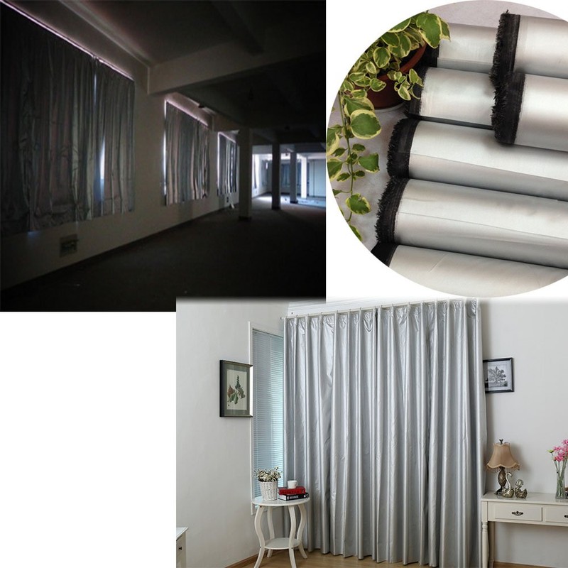 Blackout Drapery Shade Fabric Black and Silver 100 Percent Shading