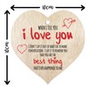 Hanging Wooden Heart Sign Plaque - I Love You, You