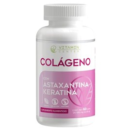 Colágeno con Astaxantina y Keratina con 60 capsulas de 500mg C/U (30g)
