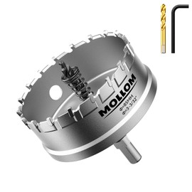 Mollom (85mm | 3-3/32'') Heavy Duty Carbide Hole Saw with 2 Pilot Drill Bits, Hole Cutter cuts Stainless Steel, mild Steel, Iron, Copper, Brass, Plastic