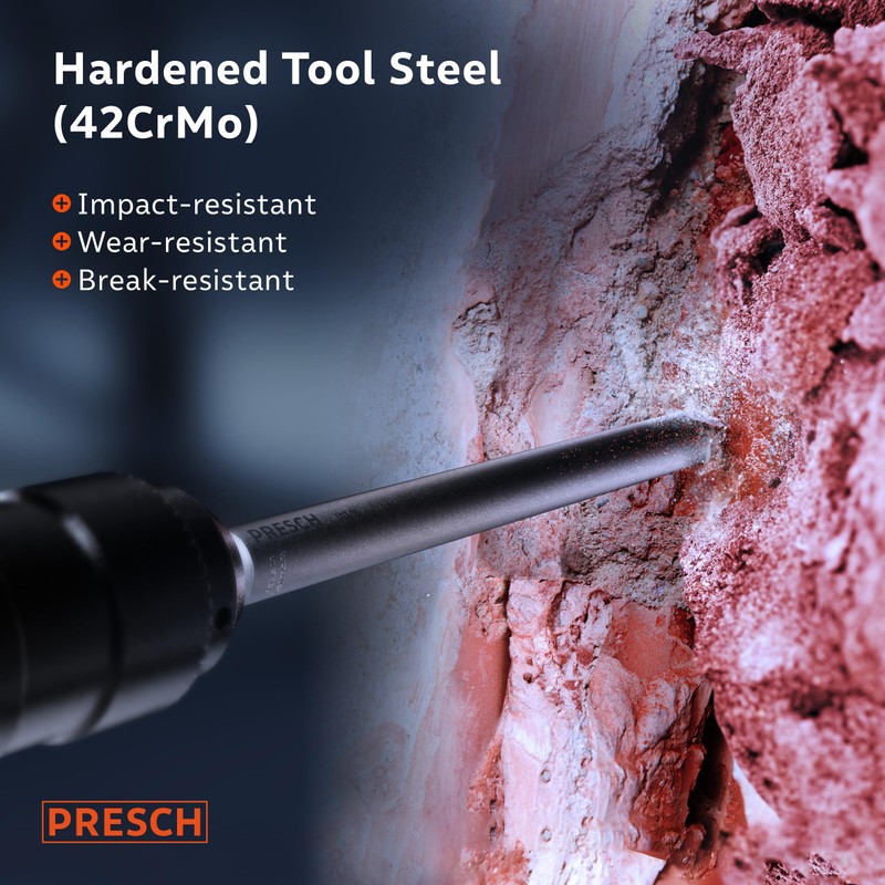 Presch SDS-Plus Pointed Chisel - Extremely Robust, Durable tip -