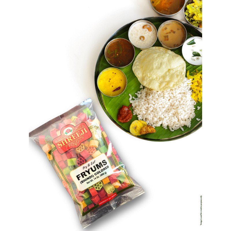 Shreeji Bhindi Colored Fryums 400g (14 Oz) *Fry & Eat*
