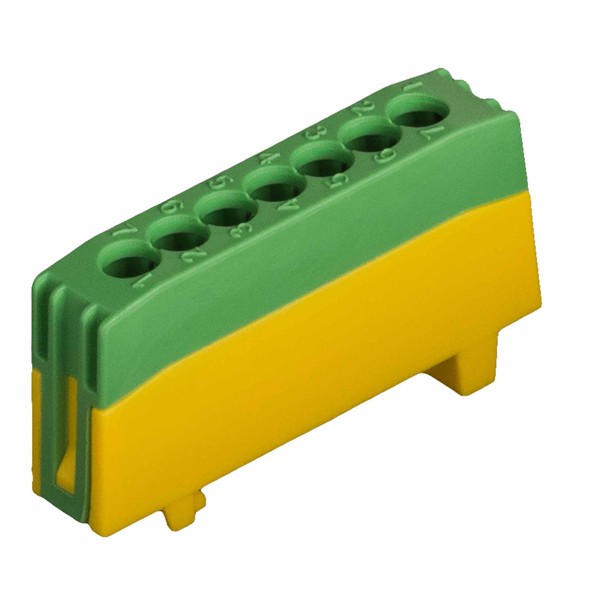 Pollmann protective conductor terminal block PE7-F2, 7-pin, green/yellow, 1 piece
