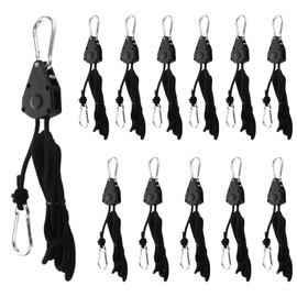 MUXHEL 6 Pairs Rope Ratchet, 1/8" Heavy Duty Ratchet Hangers, Adjustable Reinforced Rope Pulley Ratchet Hangers for Grow Room Equipment Maximum Capacity Up to 68 kg per Pair