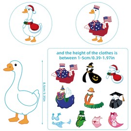 Goose Dress Up Magnet, Include 1 Goose & 10 Sets Outfits Funny Porch Geese Refrigerator Magnet Creative Festival Geese Magnets for Fridge Cabinet Homes Office Decoration