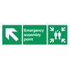 Emergency Assembly Point Directional Down Up Left Arrow Safety Sign
