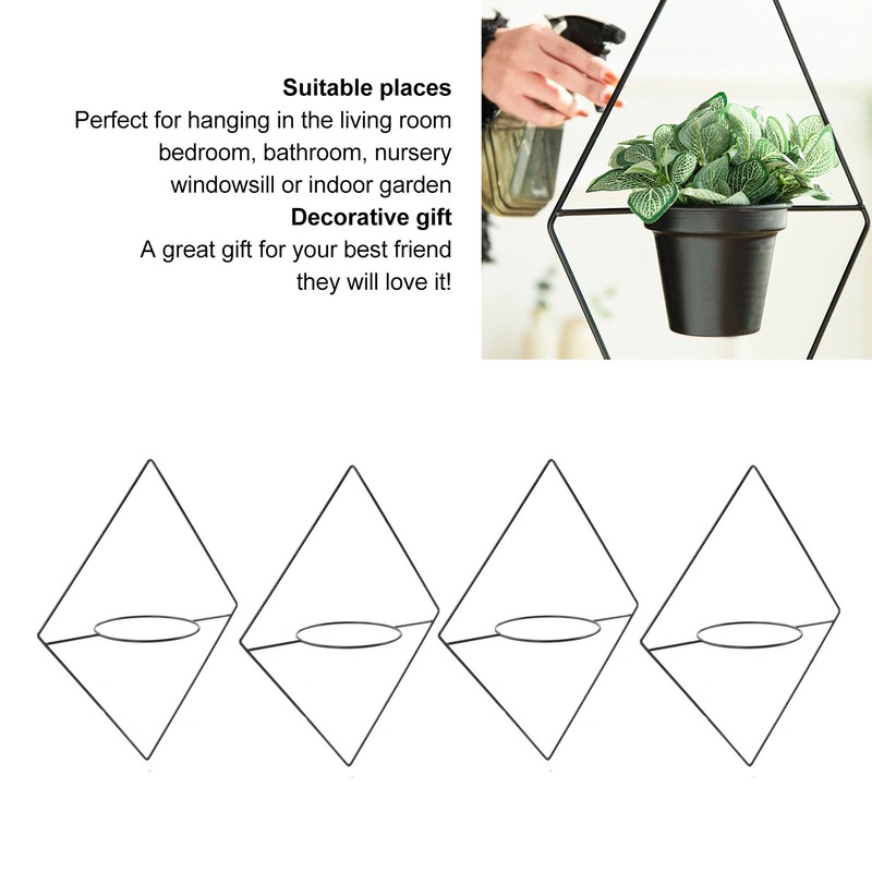 4Pcs Hanging Flower Basket Holder Metal Iron Hanging Plant Flower
