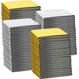 Macarrie 100 Pack Emergency Thermal Blankets Silver Foil Survival Blanket Kit for Outdoors, Camping, Hiking, Homeless, First Aid