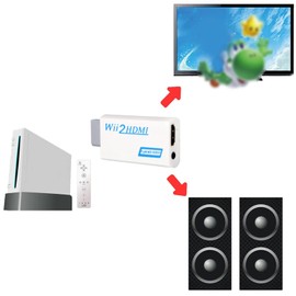 Lazmin Adaptador Wii a HDMI, Convertidor Wii a HDMI Salida Full HD 720P 1080P Salida de Audio de 3,5 mm de Salida de Video para Monitor HDTV