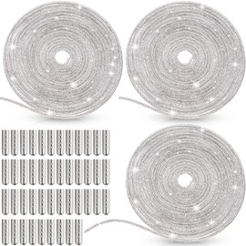 MTLEE 10.94 Yards Rhinestone Shoe Laces Bling Shoe Laces Rhinestone Diamond Hoodie String Glitter Cords for Sneakers with Aglets (41 Pcs) White