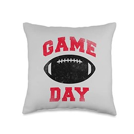 Football Lover Apparel Game Day, Distressed Black and Red Funny Football Season Throw Pillow, 16x16, Multicolor