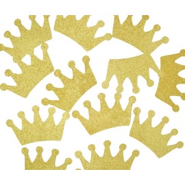 Crown Confetti 10pcs 4.7 inches Centerpieces Cute tags for Baby Shower Decorations Little Prince Birthday Party Supplies 1st Birthday Princess Theme Table Decor (Gold Glitter)