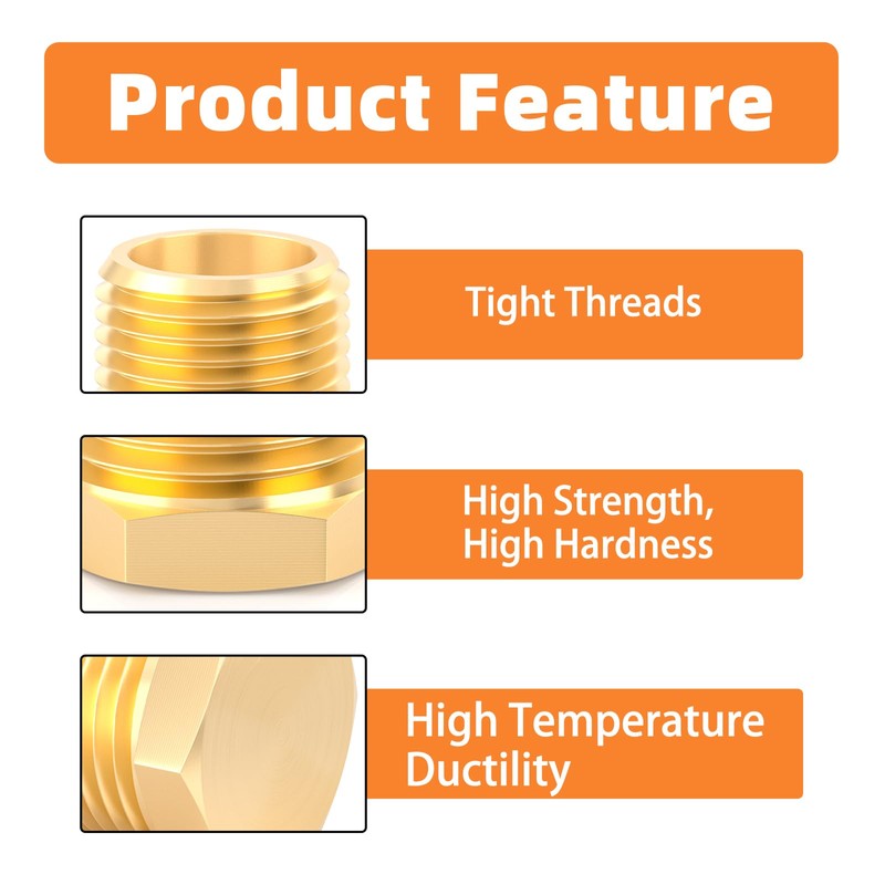 GASHER Brass 3/8" BSP Male Outer Hex Thread Socket Pipe