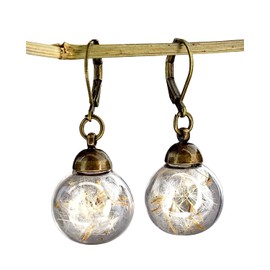 Dandelion Earrings Bronze - Secure Closure - Hand Selected - Real Dandelion Seeds