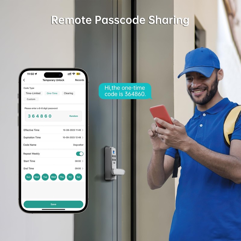 Hornbill WiFi Smart Lock with Handle, Keyless Entry Biometric Fingerprint