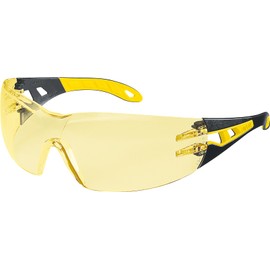 Uvex Pheos Protective Glasses - Tinted Scratch Resistant & Non-Fogging Working Safety Goggles incl. Cleaning Cloth - Yellow Amber Lens