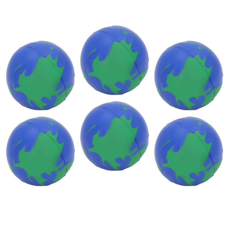 12PCS Globe Soft Ball 63mm Squeezable PU Portable Earth Stress