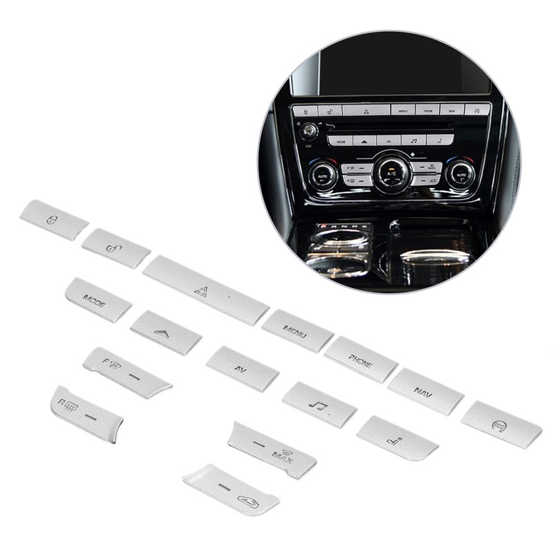 16pcs/Set Air Conditioner Button Switch Cover Silver Replacement for Jaguar