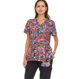 COCO BRANDS SpongeBob SquarePants Womens Scrub Sets - 2 Piece Scooby-Doo Snoopy Garfield Scrub Top and Scrub Bottoms (S-XL), Size Small, Garfield Aqua Gold