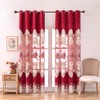 ELKCA Luxury Burgundy Red Chenille Floral Embroidered Curtains for Bedroom