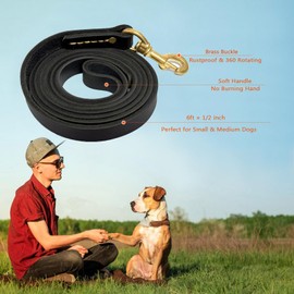Guiding Star Leather Dog Leash 6ft, Dog Leashes for Large Dogs Heavy Duty, Soft Handmade Leather Training Leash for Small & Medium Dogs (6ftx1/2inch, Black)