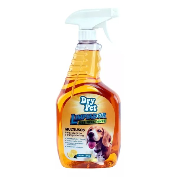 Dry Pet Limpiador Desinfectante Acterias Multiusos Mascotas 1 Lt