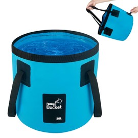 5 Gallon Collapsible Bucket with Handle, Car Wash Bucket Foldable Water Storage Container for Camping Fishing Beach Gardening, Portable Laundry Wash Basin for RV Cleaning Supplies Swamp Emergency Prep