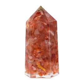 dssmboom Pack of 2 Healing Crystal Wands Hexagonal Crystal Point for Meditation Wicca Chakra Balancing, Carnelian