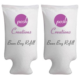 Posh Creations Foam Filling Bean Bag Refill, 100 L - 2 PK, Cool White