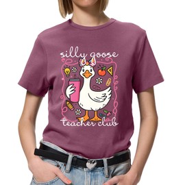Back to School Shirt, Silly Goose Teacher Club Shirt, Funny Teacher Appreciation Gift Tee Tops Made in USA Wine Red