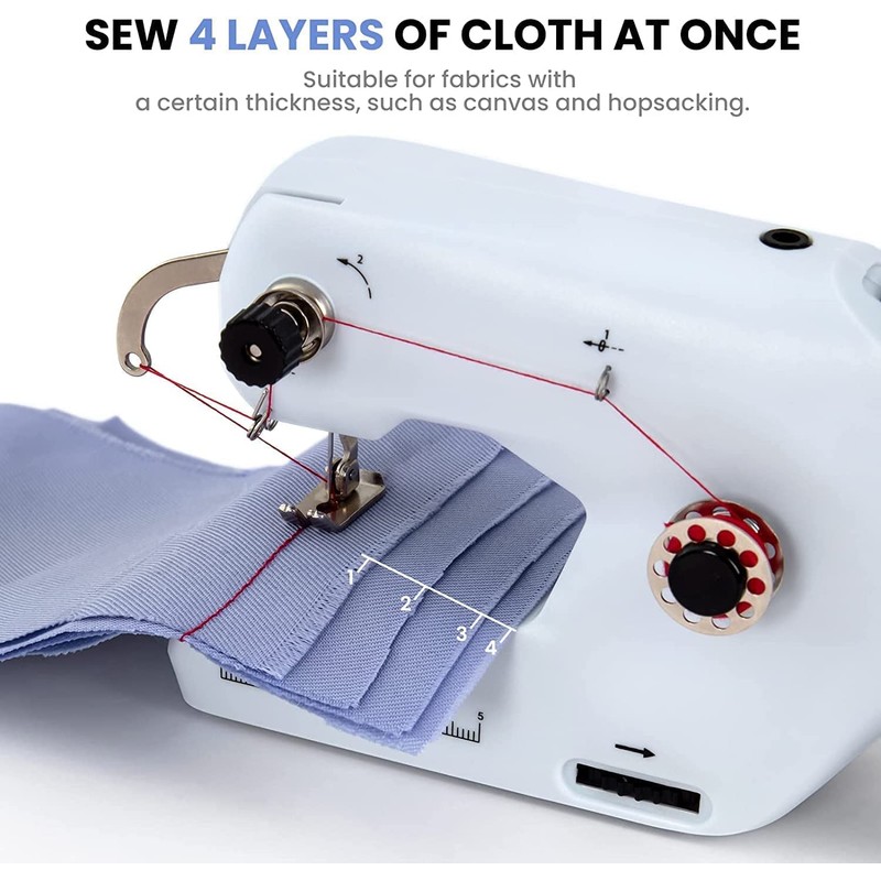 Portable Mini Electric Sewing Machine, Double Threading, Suitable for Curtains