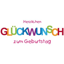 Perleberg Basic Classic Birthday Card – Colourful Letters, Landscape – 11.6 x 16.6 cm