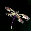 Soumimi Purple Dragonfly Brooch Pin Rhinestones Crystal Dragonfly Brooches Enamel