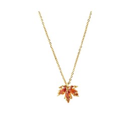 RUIZHEN Gold Silver Maple Leaf Autumn Leaf Pendant Necklace, Medium, Copper, No Gemstone