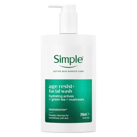 Simple Age Resist+ Facial Cleanser with hydrating actives + green tea + mushroom deeply cleanses for revitalised, soft skin 240 ml