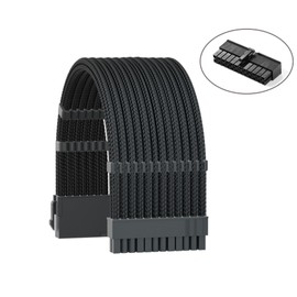 Formulamod Power Supply PSU Cable Extension Kit,18AWG Sleeved 1x 24pin ATX/2x 8(4+4) pin EPS Cable Extension PC,11.8inch with Cable Combs(Black,BKP)