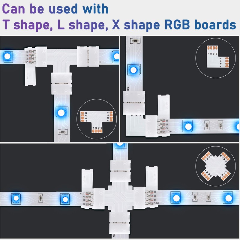 JACKYLED (10-Pack) - 10Pcs 4-Pin RGB LED Light Strip Connector,