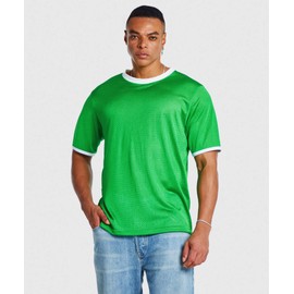 Ouber Athletic Mesh T-Shirt for Men – Loose Fit Colorblock Quick-Dry Workout Shirt Green, S