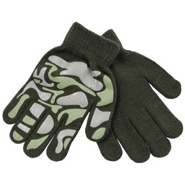 Thingimijigs 3 Pairs Boys Knitted Thermal Camo Patterned Gripper Stretch Gloves - MULTI