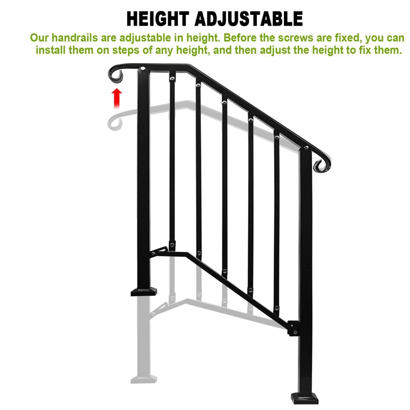 Zwinz Adjustable Handrails for Outdoor Steps, Handrail Picket #2 Fits