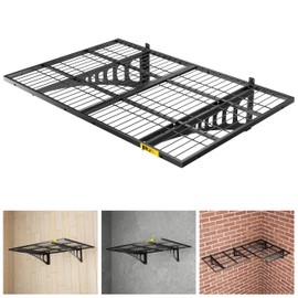 Brukid 2x3ft Adjustable Rail Wall Garage Storage Shelf, Tool Room, Supermarket Wall Storage Shelving Rack (1 Pack-Black)