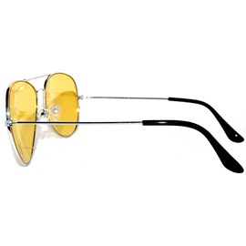 OWL Aviator Yellow Tint Lens Sunglasses, Metal Frame, Unisex Size Medium