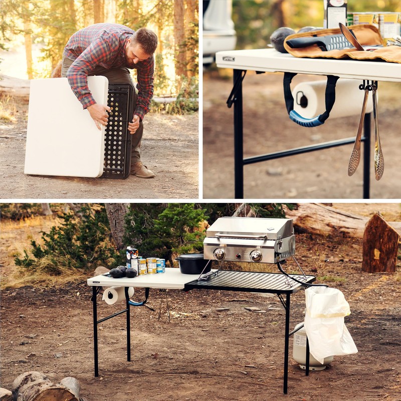 Lifetime Folding Tailgate Table with Grill Rack, Portable Outdoor Camping