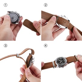 BINLUN Leather Watch Band Crazy Horse Oiled Leather Watch Straps 18mm 19mm 20mm 21mm 22mm 24mm Replacement One-Piece Watchbands for Men and Women Silver & Black Buckle