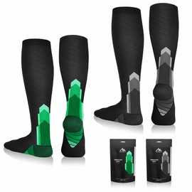 NEWZILL Medical Compression Socks for Women & Men Circulation 20-30 mmHg, Best Support for Running Athletic Cycling Nursing Travel Work and Fitness (S/M Green & Graysword 2 Pairs)