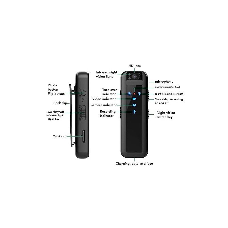 Mini Body Camera 1080P, 180 Degree Rotating Video Recorder With