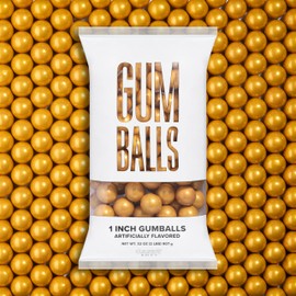 Candy Envy Shimmer Gold 1 inch Gumballs 2 lb Bag - 6 Bags with Approximately 113 Gumballs Per Bag - North American Made & Kosher Certified