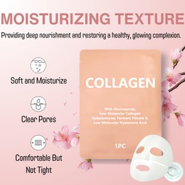 6 Pack Real Collagen Face Mask Korean Skincare: Real Deep Mask,Sheet Mask for Deep Hydration Anti-Wrinkle & Pore Minimizing, Hyaluronic Acid & Rose Extract, Glow like Glass Skin
