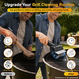 Electric Grill Brush for Outdoor,Cordless Rechargeable Grill Cleaner